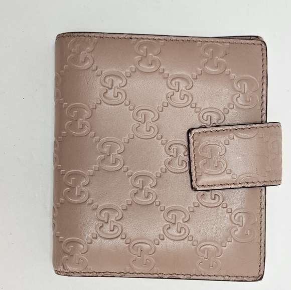 100% Authentic GUCCI GG Pattern Guccissima Bifold Wallet Leather Pink Preloved - Picture 6 of 15